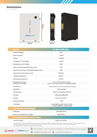Pin lưu trữ lihium Valley 10.24kWh - Bảo hành 10 năm